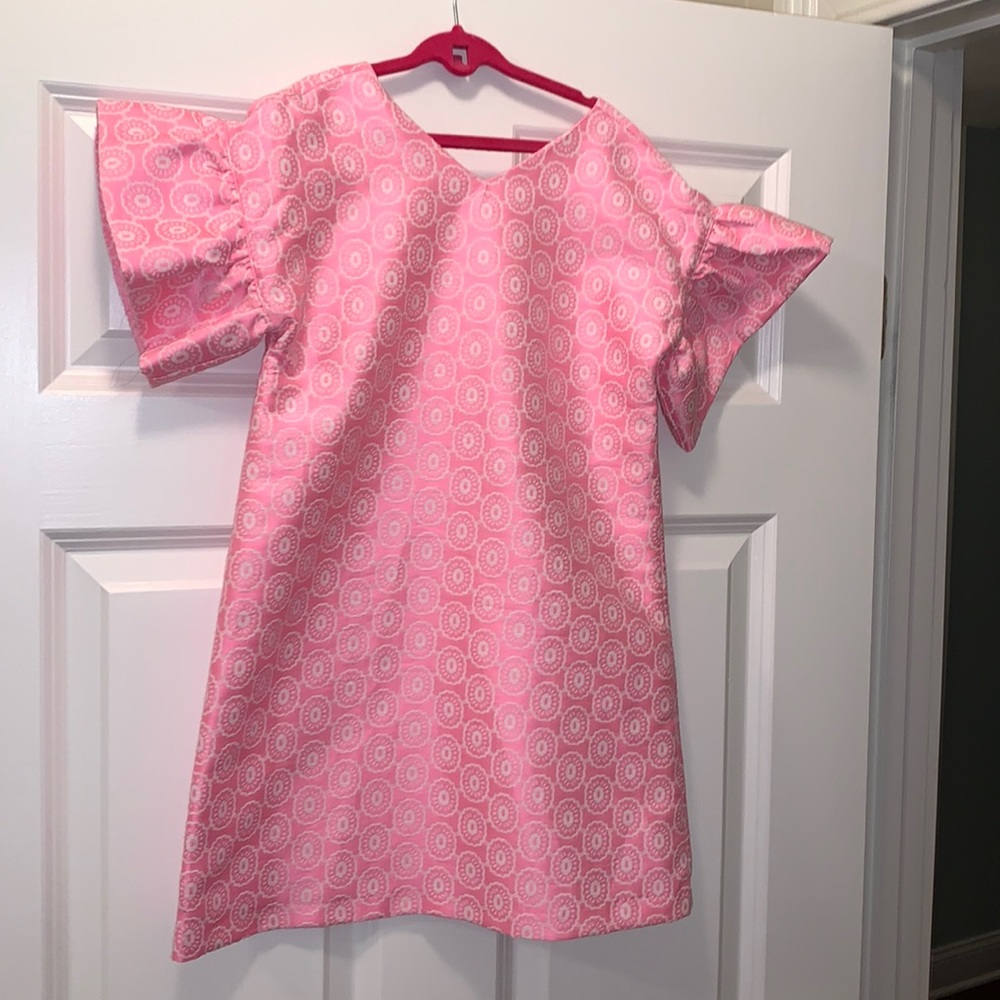 Janie and Jack Pink Floral Eyelet Shift Dress